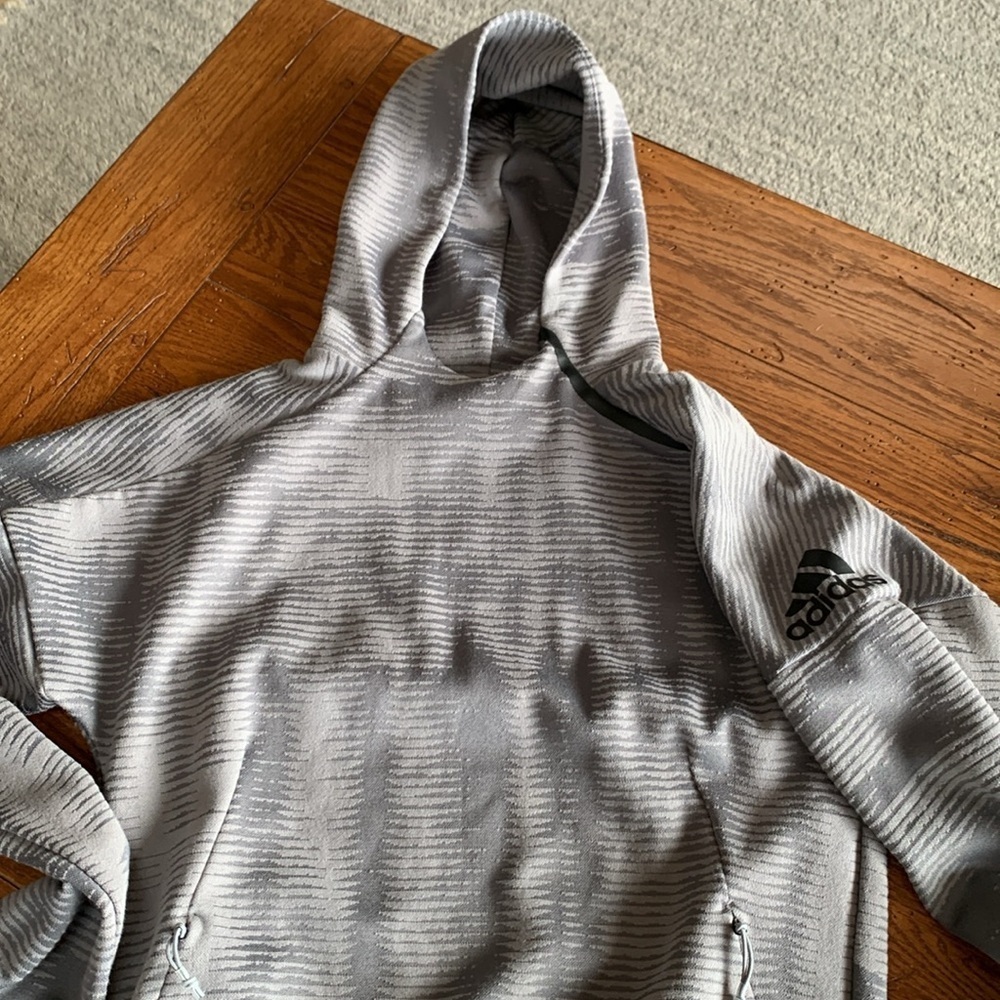 Adidas Z.N.E. Pulse Hoodie Sweatshirt Men’s Gray Heartbeat Texture BS4951 Size S - Picture 7 of 14